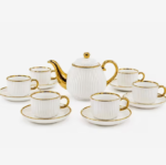 White Ribbed Ceramic Tea Set