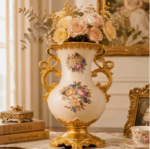 Baroque Floral Gold Vase