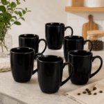 Black Ceramic Coffee Mug Set