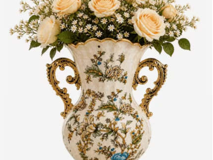 Ornate Floral Porcelain Vase