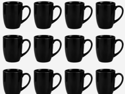 Black Ceramic Coffee Mug Set