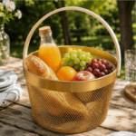 Gold Metal Mesh Basket