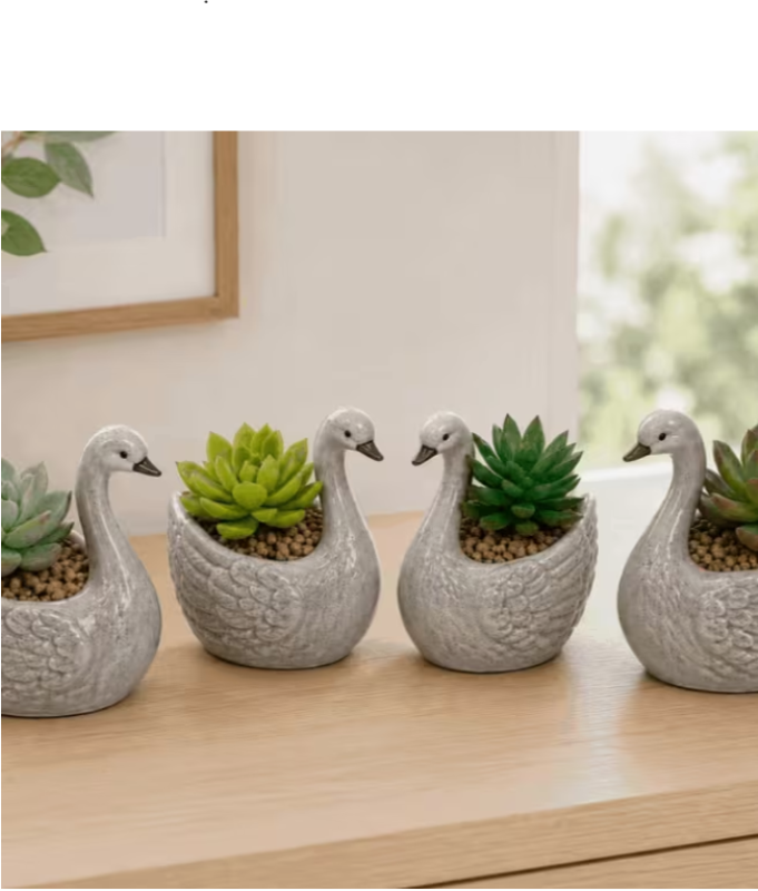 Decorative Swan Flower Pots - Luxury 4PCS Decorative Swan Flower Pots – Luxury Cute Animal Planters for Home, Office & Garden Décor (view 2)