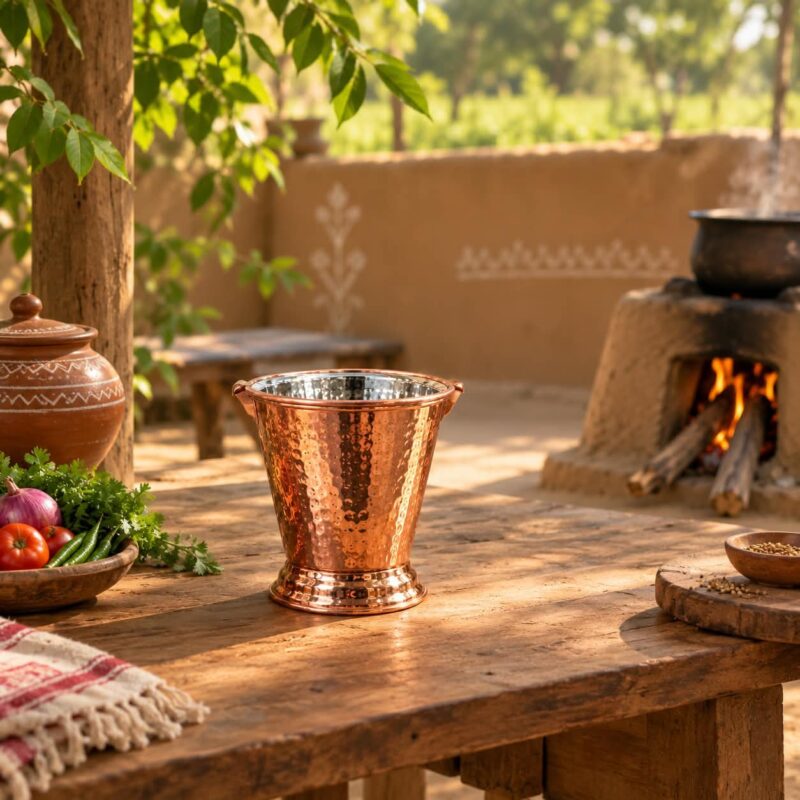 Stainless Steel Serving Buckets - Luxury Set of 4 Stainless Steel Serving Buckets – Luxury Copper Finish Hammered Metal Mini Buckets with Handles for Ice, Drinks, Snacks, Table Décor & Parties (view 4)