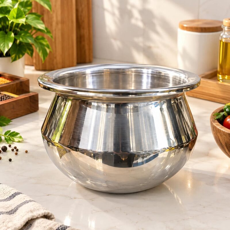 Stainless Steel Serving Bowls - Luxury Set of 2 Stainless Steel Serving Bowls – Large Silver Metal Kitchen Bowls for Curry, Rice, Salad, Food Preparation, Serving & Everyday Dining