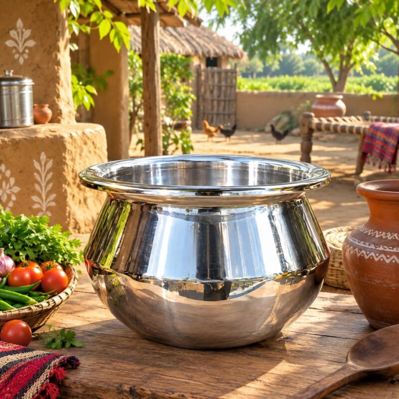 Stainless Steel Serving Bowls - Luxury Set of 2 Stainless Steel Serving Bowls – Large Silver Metal Kitchen Bowls for Curry, Rice, Salad, Food Preparation, Serving & Everyday Dining (view 3)