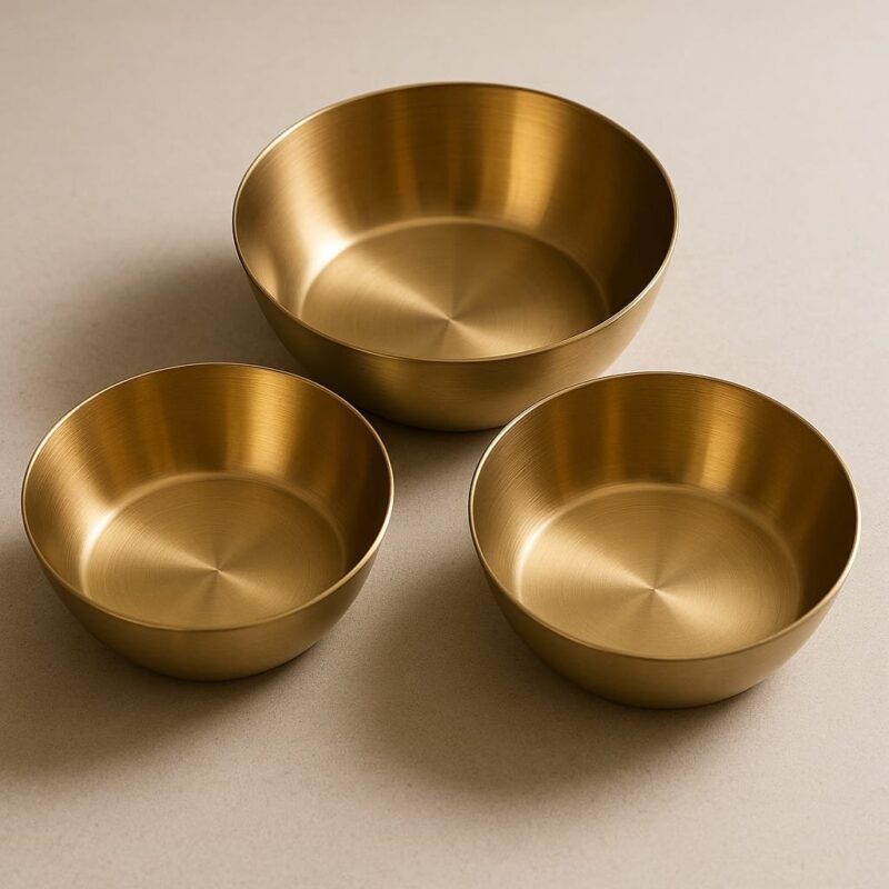 Stainless Steel Bowls - Luxury Set of 3 Gold Stainless Steel Bowls | Elegant Kitchen Bowls