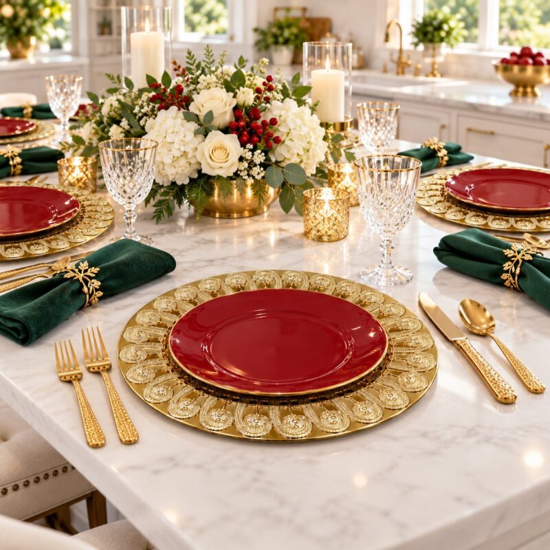 Acrylic Charger Plates - Luxury Set of 6 Acrylic Charger Plates 30 cm – Luxury Gold & Silver Decorative Dinner Plates for Dining Table, Weddings, Parties & Events (view 2)