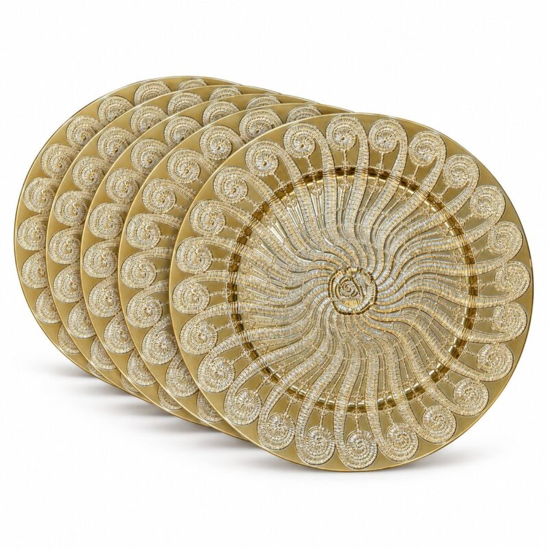 Acrylic Charger Plates - Luxury Set of 6 Acrylic Charger Plates 30 cm – Luxury Gold & Silver Decorative Dinner Plates for Dining Table, Weddings, Parties & Events