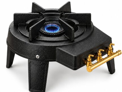 Heavy Duty 2 Ring Cast Iron LPG Gas Burner Stove – High Power Commercial Gas Cooker with Brass Control Valves, Portable Cooking Stove for Catering, Outdoor Kitchens, Restaurants, Boiling & Frying